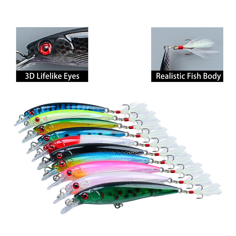 10pcs Bionic Minnow Fishing Lu - Fishing Hook Treble recension och pris