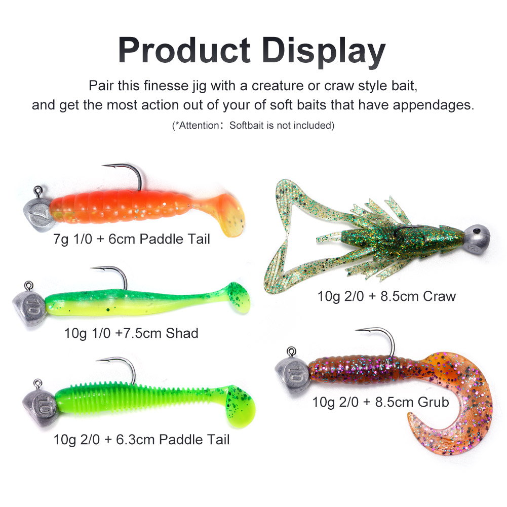 Noeby Jig Head 7g 10g 1/0 2/0  - Fishing Hook Offset recension och pris
