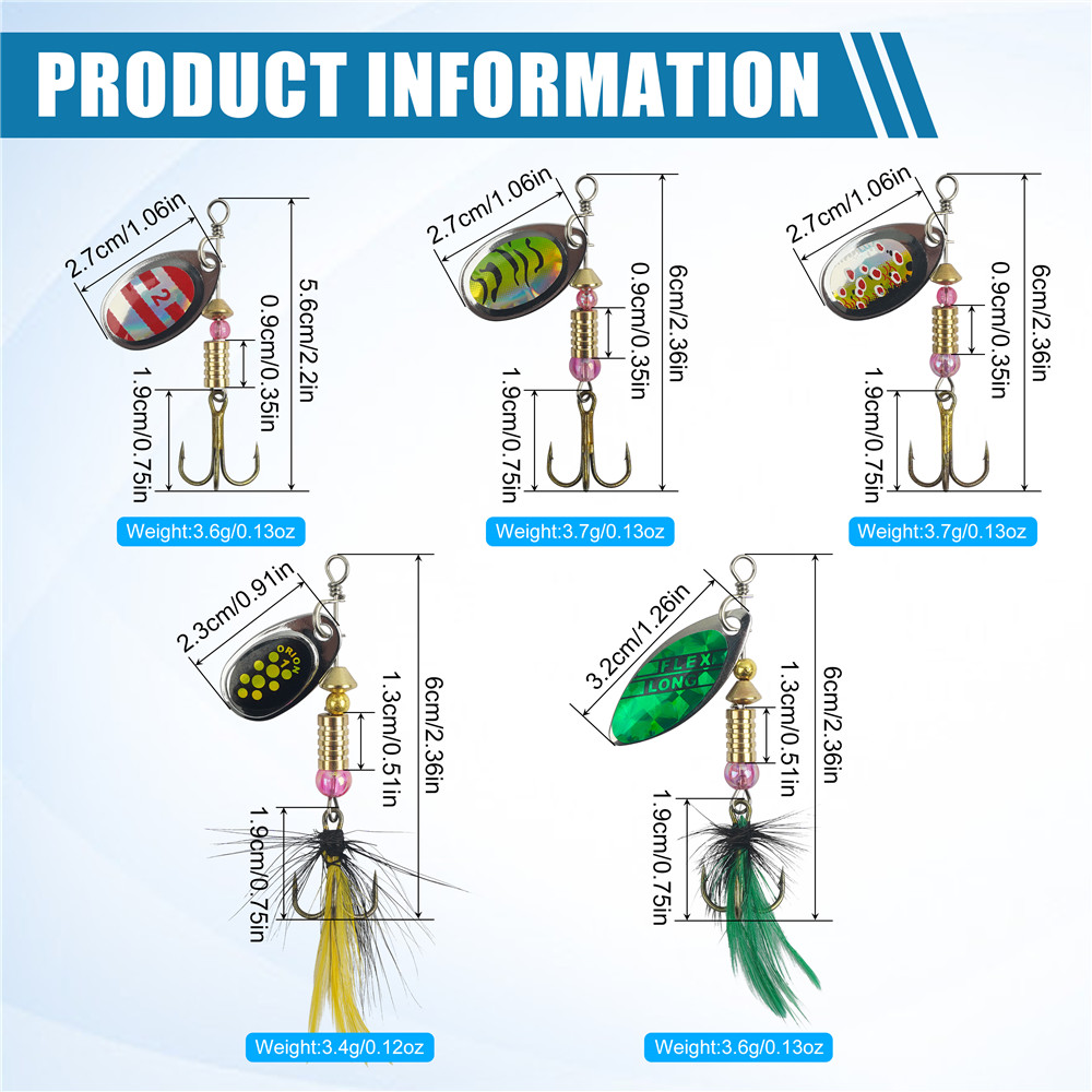 5/10/16Pcs Spinner Fishing Lur - Fishing Hook Treble recension och pris